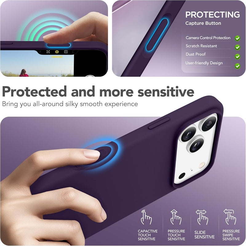 GONEZ Magnetic for iPhone 17 Pro Max Case, Compatible with MagSafe, [Screen Protector + Camera Lens Protector], Liquid Silicone Anti-Scratch Shockproof Protective Phone Case 6.9 inch, Deep Purple - Image 5